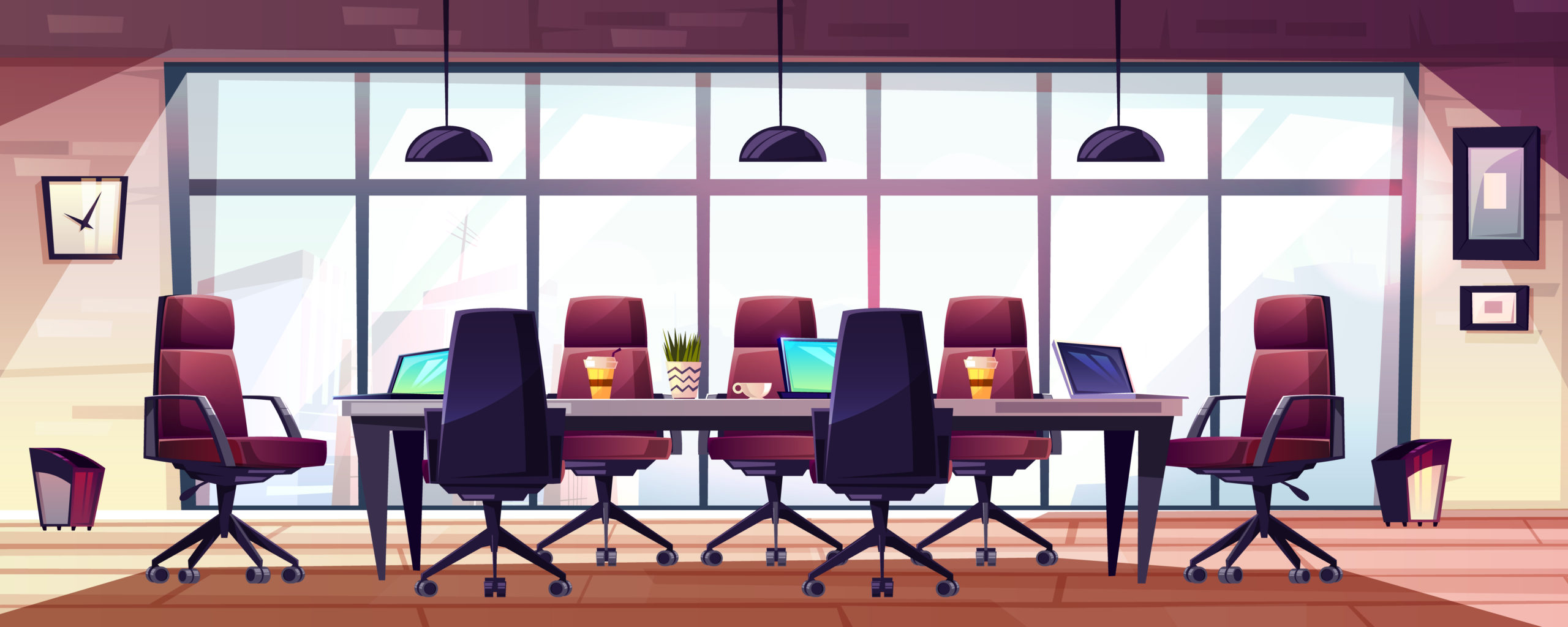 Modern business office meeting room cartoon vector - Pittsburgh North